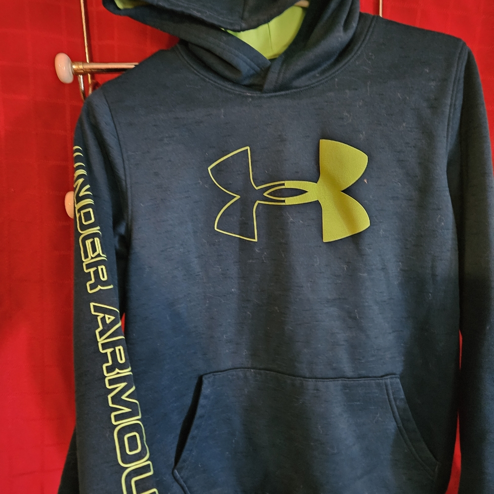 Under Armour Kids' Navy and Neon Green Hoodie